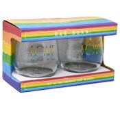 Wholesale - 2pk 18oz LOVE RAINBOW STEMLESS GLASS SET, UPC: 840104999820